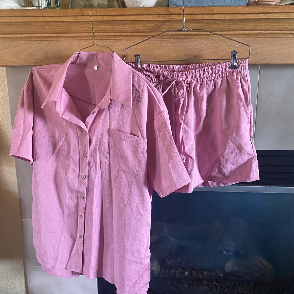 Pink Women's Shirt and Short  Set size Large